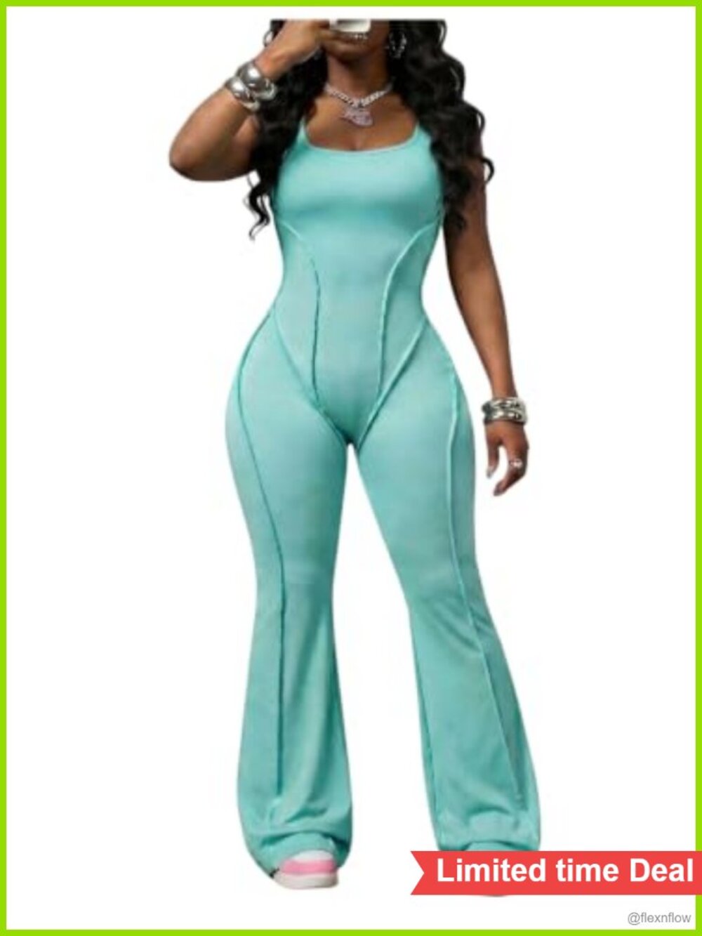 Verdusa Yoga Jumpsuit One Piece Cut Out Flare Pants Romper